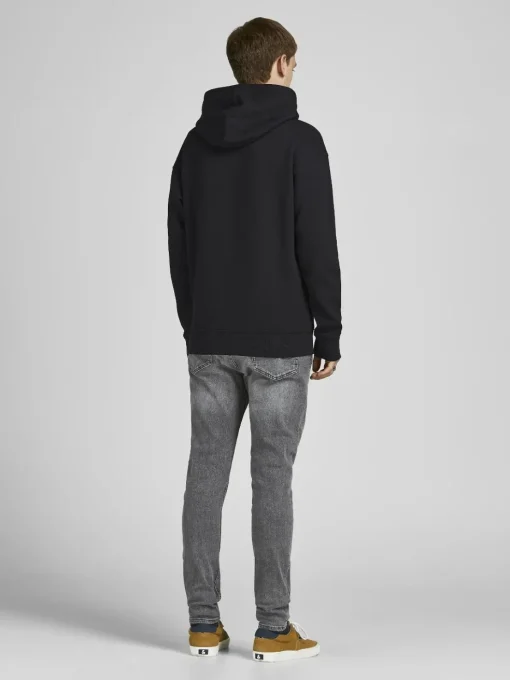 JACK & JONES Star basic sweat hood regular fit, heren hoodie katoenmengsel met capuchon, zwart