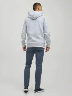 JACK & JONES Star basic sweat zip hood regular fit, heren sweatvest katoenmengsel met capuchon, lichtgrijs melange