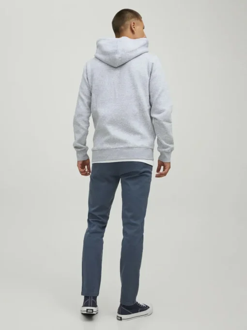 JACK & JONES Star basic sweat zip hood regular fit, heren sweatvest katoenmengsel met capuchon, lichtgrijs melange