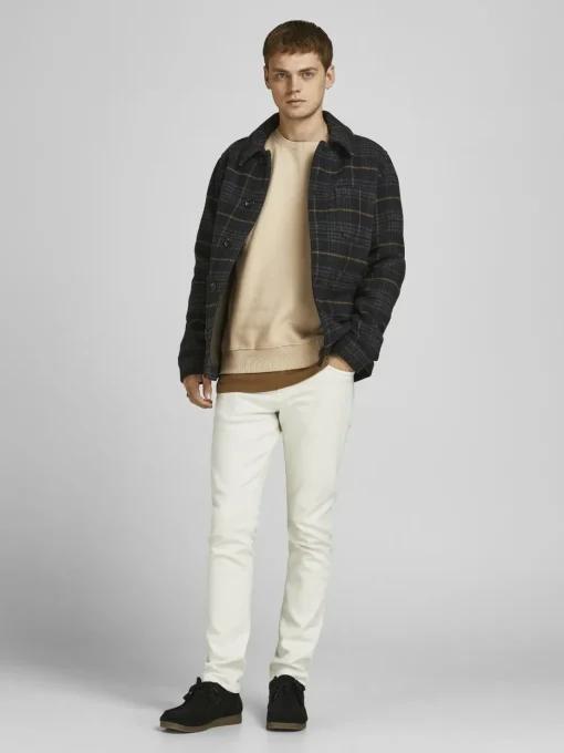 JACK & JONES Star basic sweat crew neck regular fit, heren sweatshirt katoenmengsel met O-hals, beige