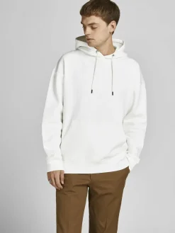 JACK & JONES Star basic sweat hood regular fit, heren hoodie katoenmengsel met capuchon, offwit