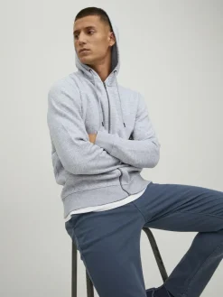 JACK & JONES Star basic sweat zip hood regular fit, heren sweatvest katoenmengsel met capuchon, lichtgrijs melange