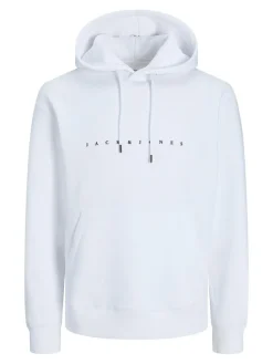 JACK & JONES Star jj sweat hood regular fit, heren hoodie katoenmengsel met capuchon, wit