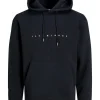 JACK & JONES Star jj sweat hood regular fit, heren hoodie katoenmengsel met capuchon, zwart