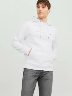 JACK & JONES Star jj sweat hood regular fit, heren hoodie katoenmengsel met capuchon, wit