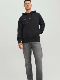 JACK & JONES Star jj sweat hood regular fit, heren hoodie katoenmengsel met capuchon, zwart