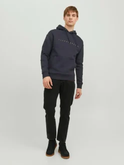 JACK & JONES Star jj sweat hood regular fit, heren hoodie katoenmengsel met capuchon, blauw blauw
