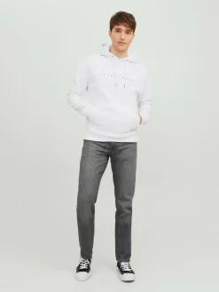 JACK & JONES Star jj sweat hood regular fit, heren hoodie katoenmengsel met capuchon, wit