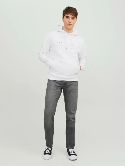 JACK & JONES Star jj sweat hood regular fit, heren hoodie katoenmengsel met capuchon, wit
