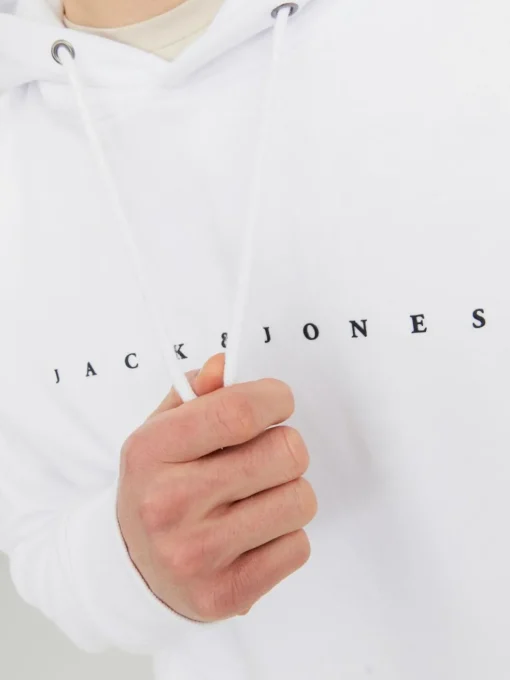 JACK & JONES Star jj sweat hood regular fit, heren hoodie katoenmengsel met capuchon, wit