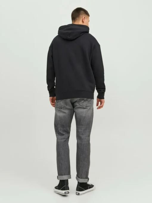 JACK & JONES Star jj sweat hood regular fit, heren hoodie katoenmengsel met capuchon, zwart