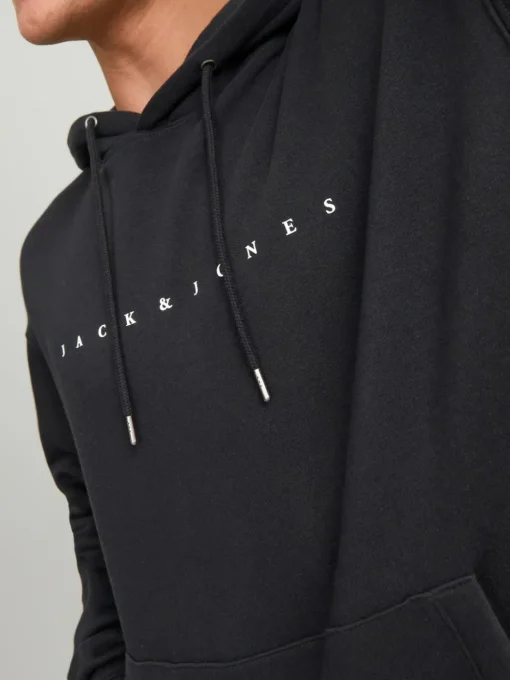 JACK & JONES Star jj sweat hood regular fit, heren hoodie katoenmengsel met capuchon, zwart