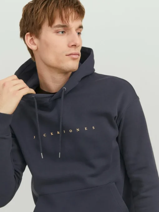 JACK & JONES Star jj sweat hood regular fit, heren hoodie katoenmengsel met capuchon, blauw blauw