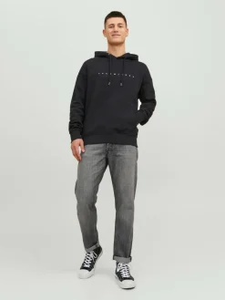 JACK & JONES Star jj sweat hood regular fit, heren hoodie katoenmengsel met capuchon, zwart