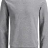 JACK & JONES sweatshirt katoen, O-hals, licht grijs melange