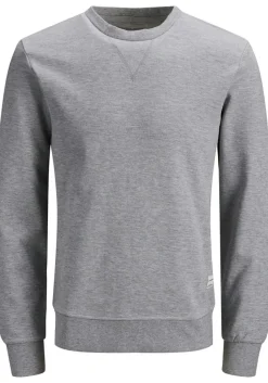 JACK & JONES sweatshirt katoen, O-hals, licht grijs melange