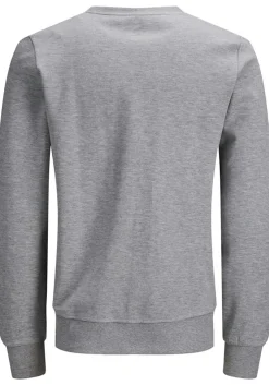 JACK & JONES sweatshirt katoen, O-hals, licht grijs melange