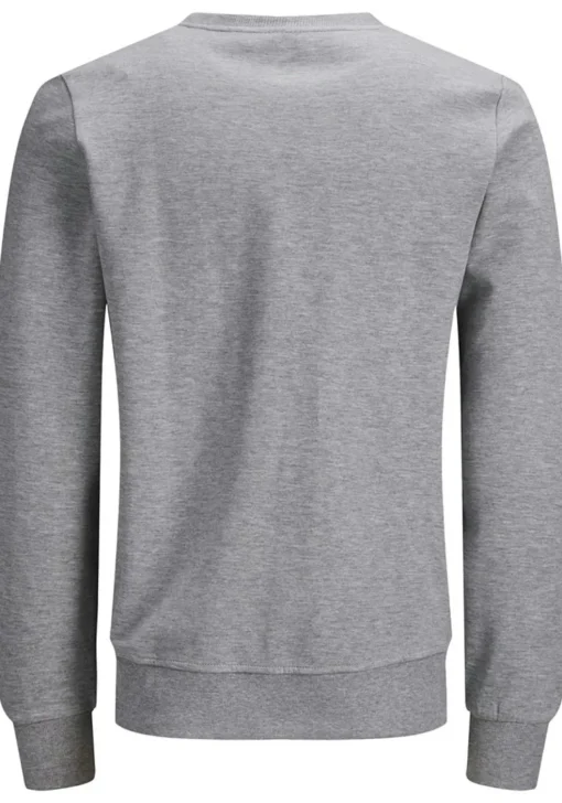 JACK & JONES sweatshirt katoen, O-hals, licht grijs melange