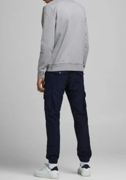 JACK & JONES sweatshirt katoen, O-hals, licht grijs melange