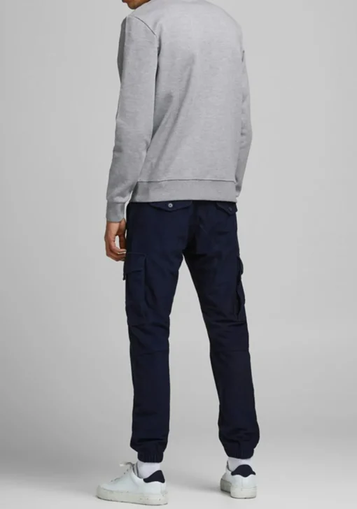 JACK & JONES sweatshirt katoen, O-hals, licht grijs melange