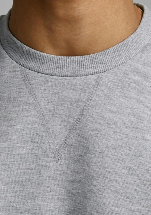JACK & JONES sweatshirt katoen, O-hals, licht grijs melange