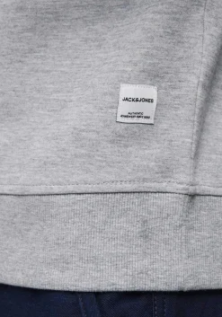JACK & JONES sweatshirt katoen, O-hals, licht grijs melange