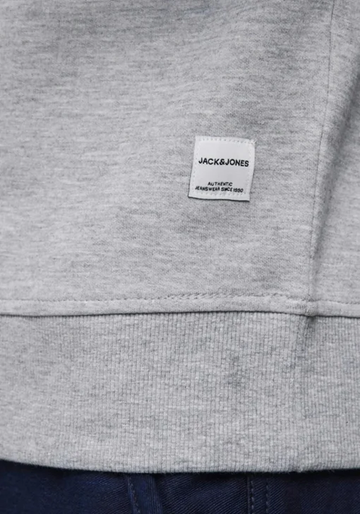 JACK & JONES sweatshirt katoen, O-hals, licht grijs melange