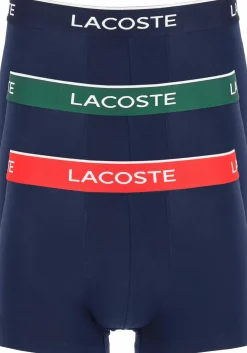 Lacoste Boxer Trunks (3-pack), heren boxers kort, blauw met gekleurde tailleband