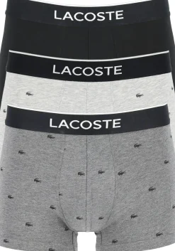 Lacoste Boxer Trunks (3-pack), heren boxers kort, grijs en antraciet met logo en uni zwart