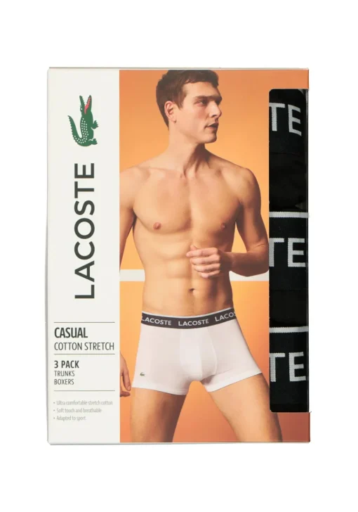 Lacoste Boxer Trunks (3-pack), heren boxers kort, zwart