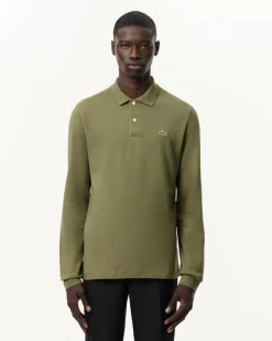 Lacoste Classic Fit polo lange mouw, kaki groen