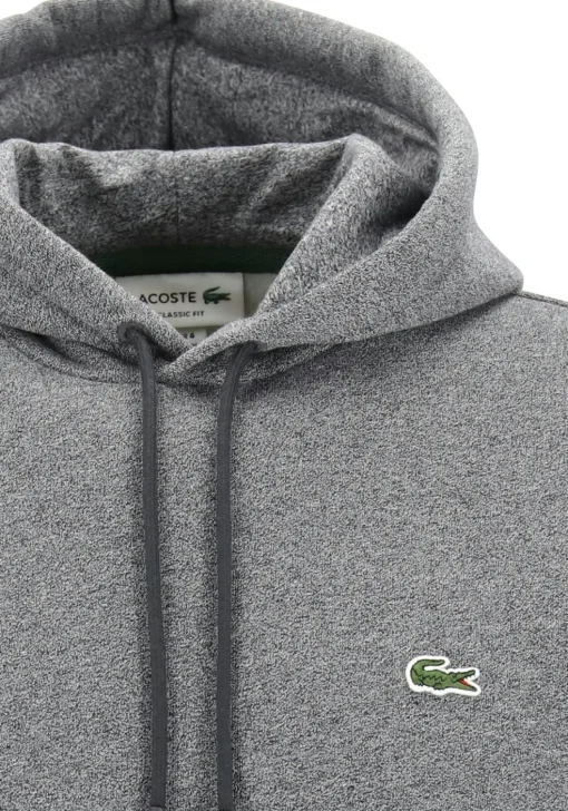 Lacoste heren hoodie sweatshirt, zwart met wit melange, Eclipse Jaspe