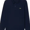 Lacoste Slim Fit polo lange mouw, navy blauw