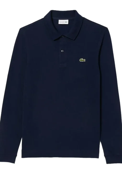 Lacoste Slim Fit polo lange mouw, navy blauw