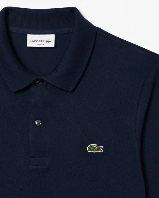 Lacoste Slim Fit polo lange mouw, navy blauw