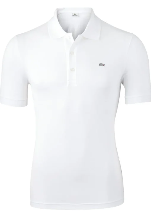 Lacoste stretch slim fit polo, heren polo extra getailleerd, wit
