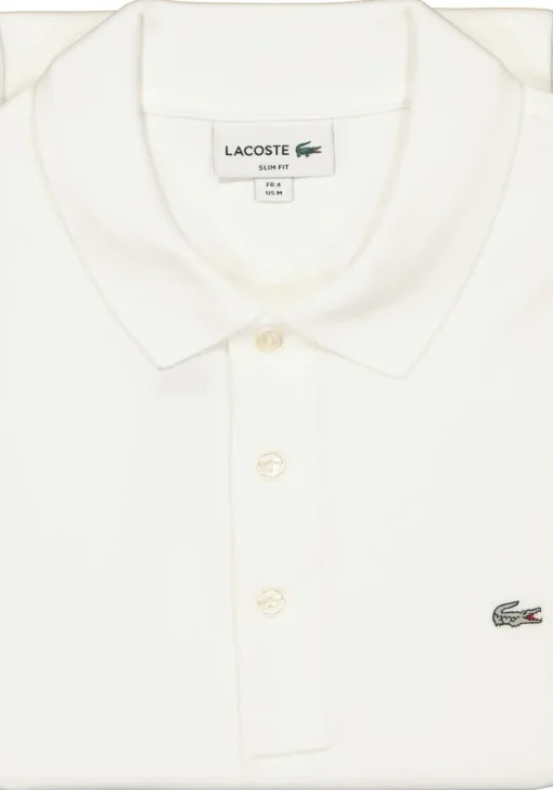 Lacoste stretch slim fit polo, heren polo extra getailleerd, wit