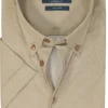 Ledub modern fit overhemd, korte mouw, beige mini dessin