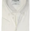 Ledub modern fit overhemd, korte mouw, popeline, wit