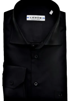 Ledub modern fit overhemd, zwart
