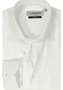 Ledub modern fit overhemd, wit twill