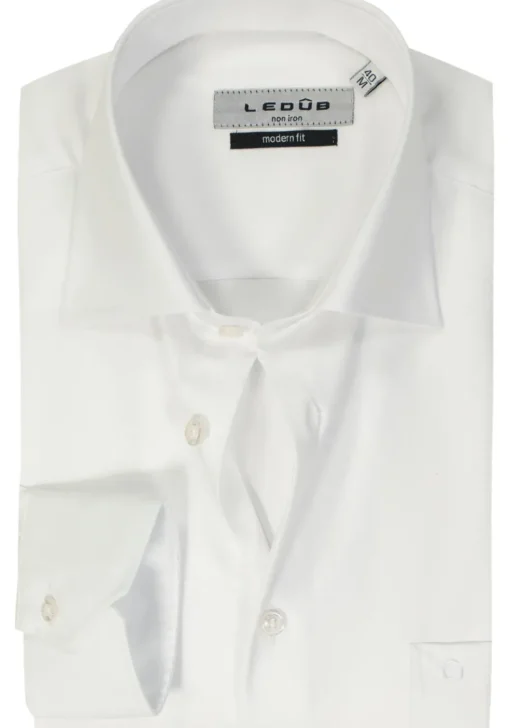 Ledub modern fit overhemd, wit twill