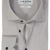 Ledub modern fit overhemd, popeline, donkerblauw met wit dessin
