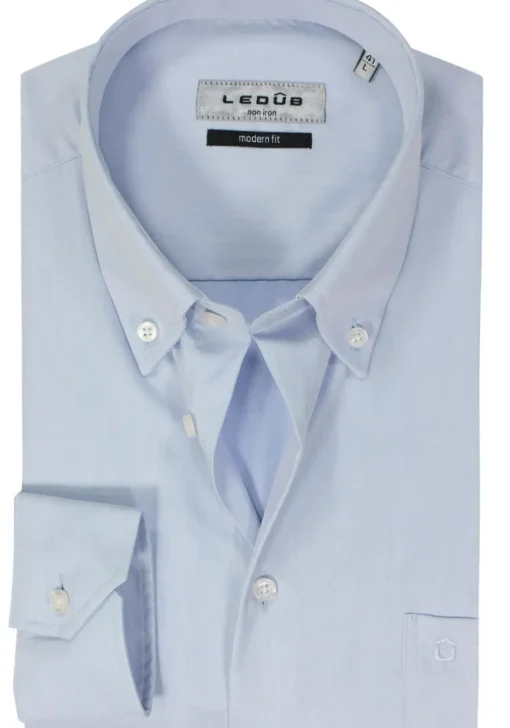 Ledub modern fit overhemd, lichtblauw twill