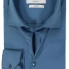 Ledub modern fit overhemd, popeline, middenblauw