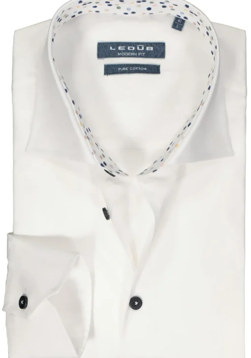 Ledub modern fit overhemd, popeline, wit