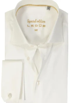 Ledub modern fit overhemd, dubbele manchet, beige twill