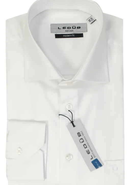Ledub modern fit overhemd, wit twill