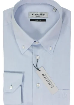 Ledub modern fit overhemd, lichtblauw twill