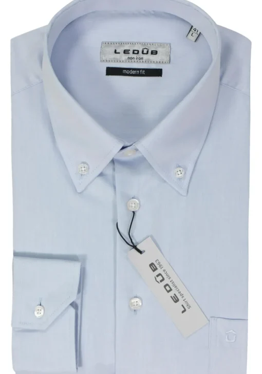 Ledub modern fit overhemd, lichtblauw twill